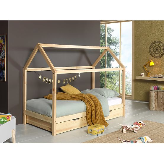 Lit enfant maison Dallas Hip - naturel