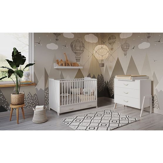 Lit bébé et bureau 2 en 1 CONE 120x60 - BLANC