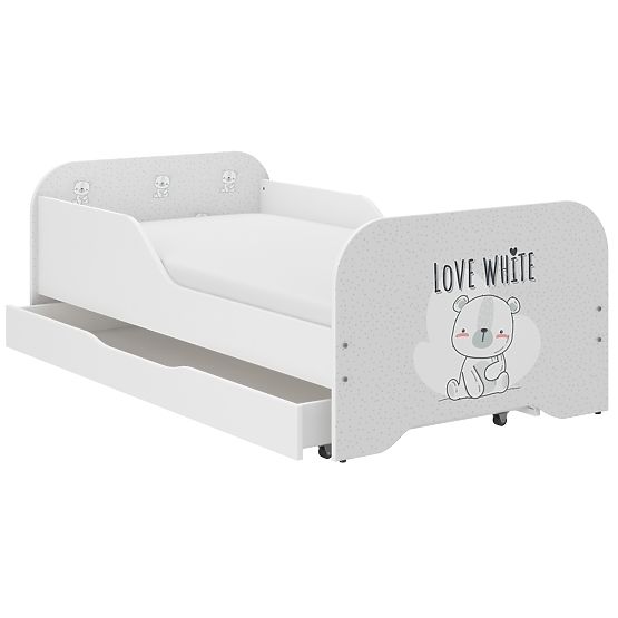 Lit enfant MIKI 160 x 80 cm - Nounours blanc