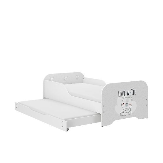Lit enfant MIKI 160 x 80 cm - Nounours blanc