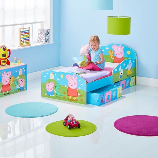 Lit enfant Peppa Pig avec boîtes de rangement