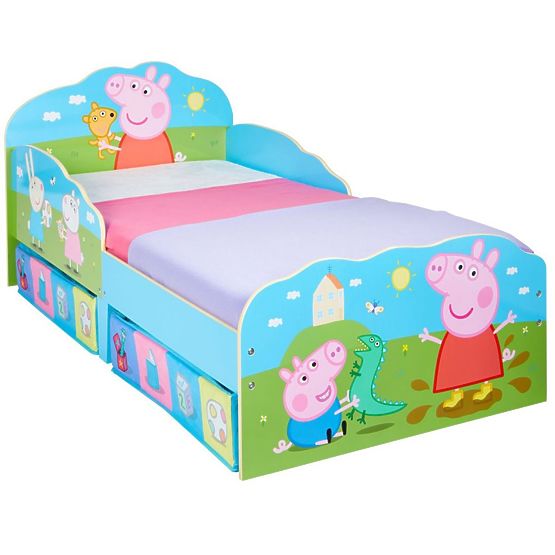 Lit enfant Peppa Pig avec boîtes de rangement