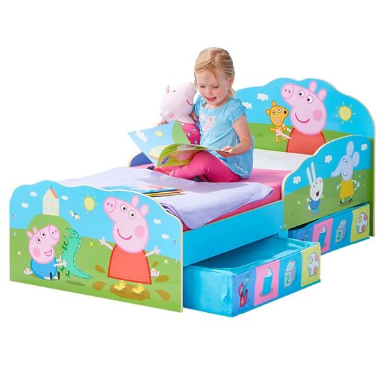 Lit enfant Peppa Pig avec boîtes de rangement