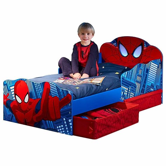 Lit enfant Spiderman avec lampe et espace de rangement