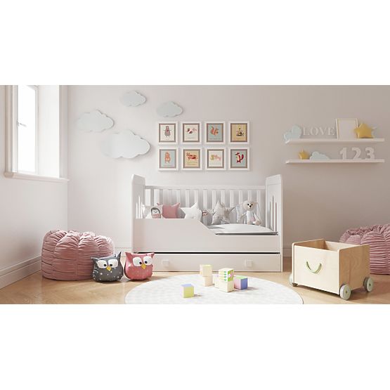 Lit bébé Zuza 140x70 cm avec côté canapé