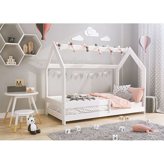Lit cabane Laura avec barrière 160 x 80 cm - blanc