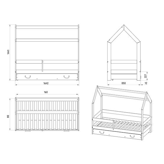 Lit maison Lucky 160x80 - blanc