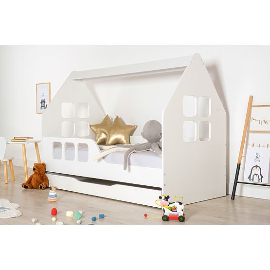 Lit cabane Woody 160 x 80 cm - blanc