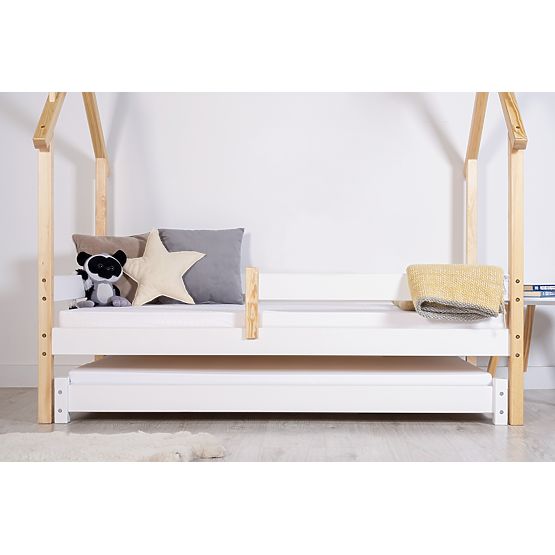 Lit gigogne extensible Vario avec matelas en mousse - blanc