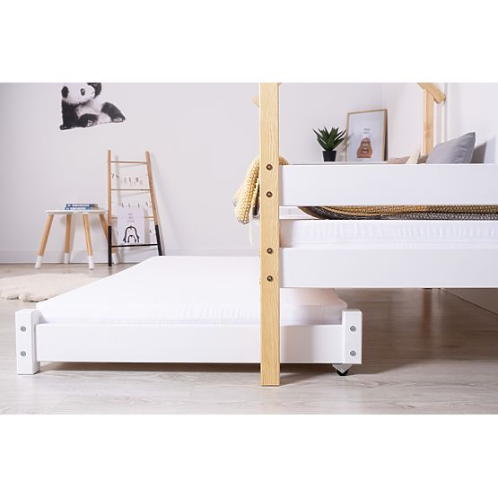 Lit gigogne extensible Vario avec matelas en mousse - blanc