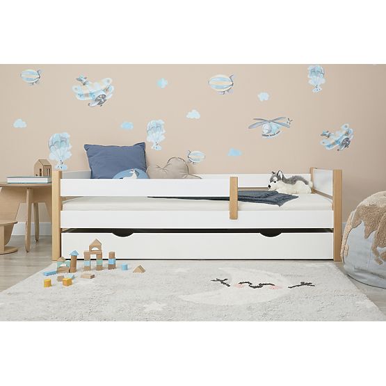 Lit enfant en bois Scandie avec barrière - blanc