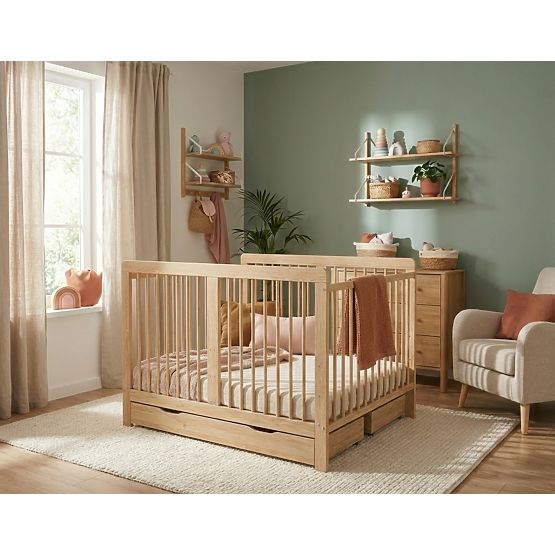 Lit de bébé en bois pour jumeaux - naturel