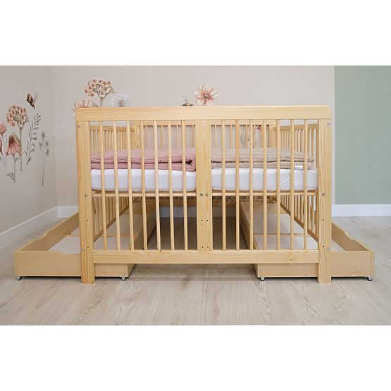 Lit de bébé en bois pour jumeaux Ourbaby - naturel