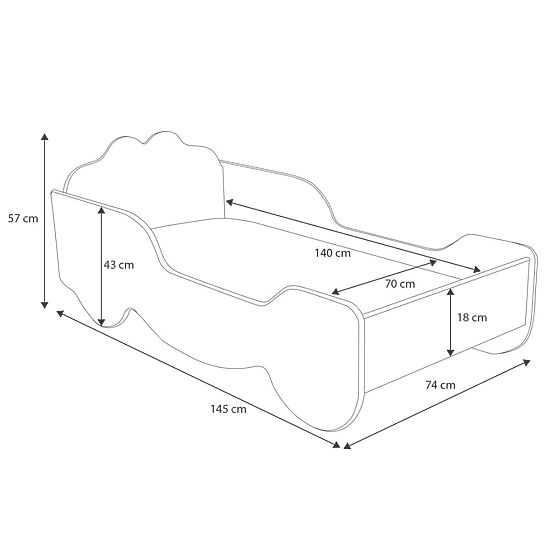 Lit de princesse Carrosse 160x80 avec matelas