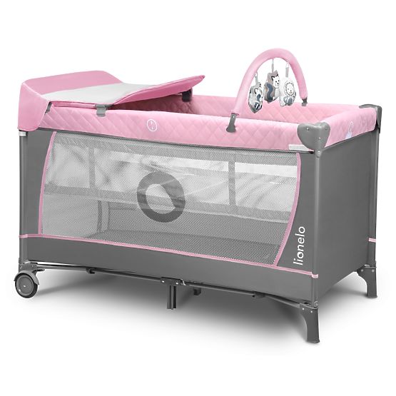 Lit de voyage avec table à langer - rose