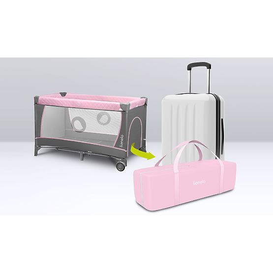 Lit de voyage avec table à langer - rose