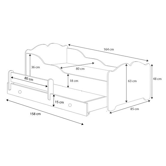 Lit double ANNA 160x80 Fille avec licorne
