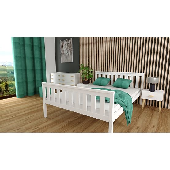 Lit en bois Aga 200 x 90 cm - blanc