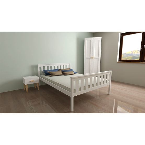 Lit en bois Aga 200 x 90 cm - blanc