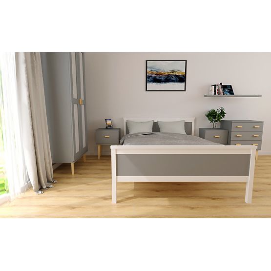 Lit en bois Ikar 200 x 120 cm - gris et blanc