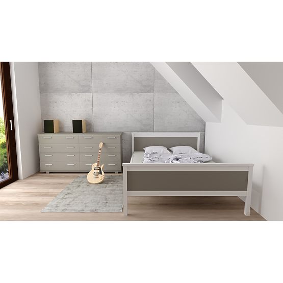 Lit en bois Ikar 200 x 120 cm - gris et blanc