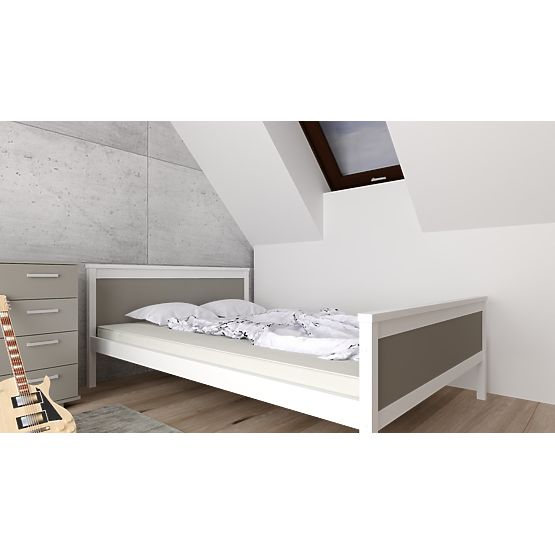 Lit en bois Ikar 200 x 120 cm - gris et blanc