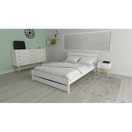 Lit en bois Max 200 x 90 cm - blanc