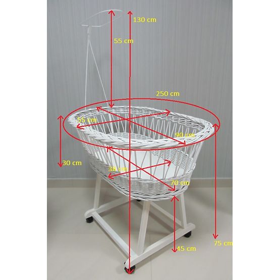 Berceau en osier avec équipement pour bébé - gris