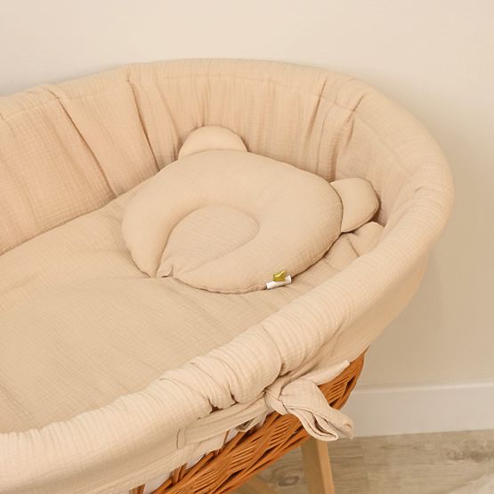 Berceau en osier avec équipement pour bébé - beige