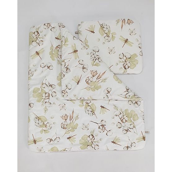 Berceau en osier blanc avec équipement pour bébé - Fleurs de coton