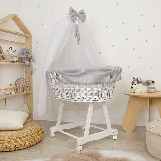 Berceau en osier blanc avec équipement pour bébé - Hérisson
