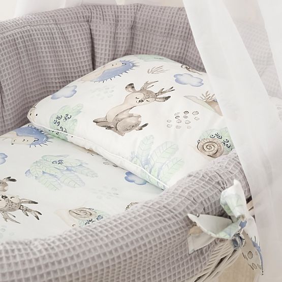 Berceau en osier blanc avec équipement pour bébé - Hérisson