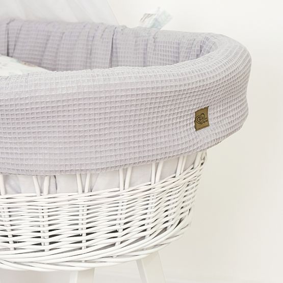 Berceau en osier blanc avec équipement pour bébé - Hérisson