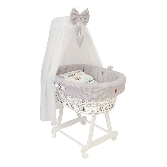 Berceau en osier blanc avec équipement pour bébé - Hérisson