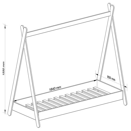 Lit enfant 180x80 GEM avec matelas blanc