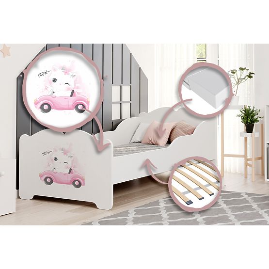 Lit enfant ANNA avec matelas 160x80 Chat