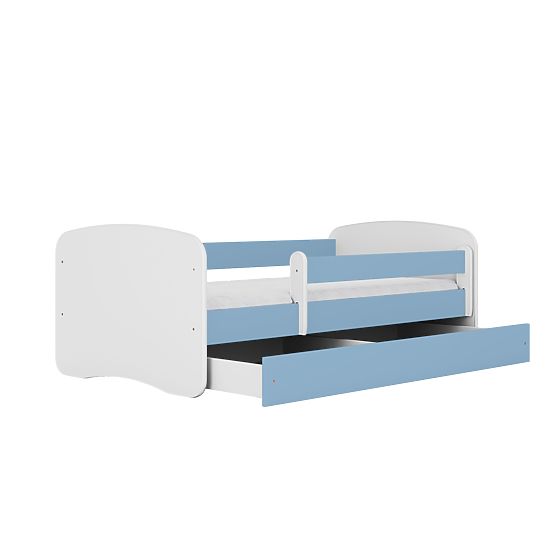 Lit pour enfant avec barrière Ourbaby - bleu-blanc