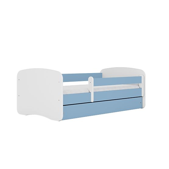 Lit pour enfant avec barrière Ourbaby - bleu-blanc