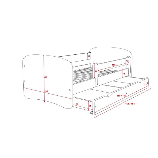 Lit enfant avec barrière Ourbaby - Camion de pompier - hêtre