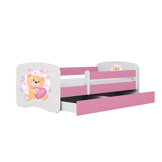 Lit enfant avec barrière Ourbaby - Ourson - rose