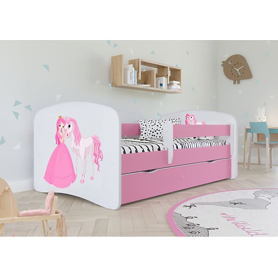 Lit pour enfant avec barrière Ourbaby - Princesse avec un cheval
