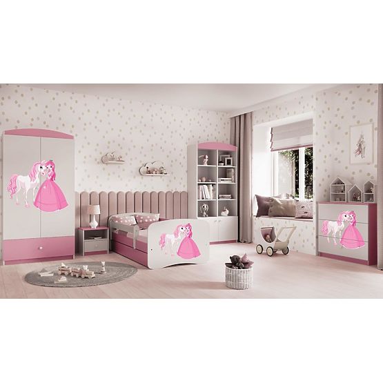 Lit pour enfant avec barrière Ourbaby - Princesse avec un cheval