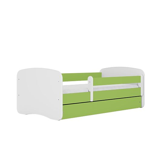 Lit pour enfant avec barrière Ourbaby - vert-blanc