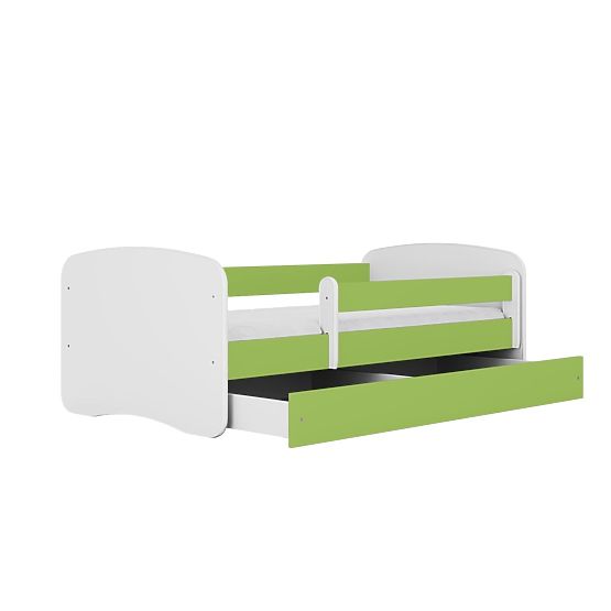 Lit pour enfant avec barrière Ourbaby - vert-blanc