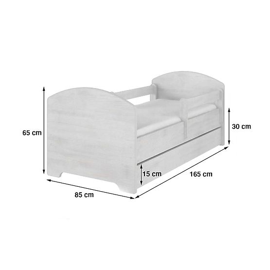 Lit enfant avec barrière - Princesse Sofia - décor pin norvégien