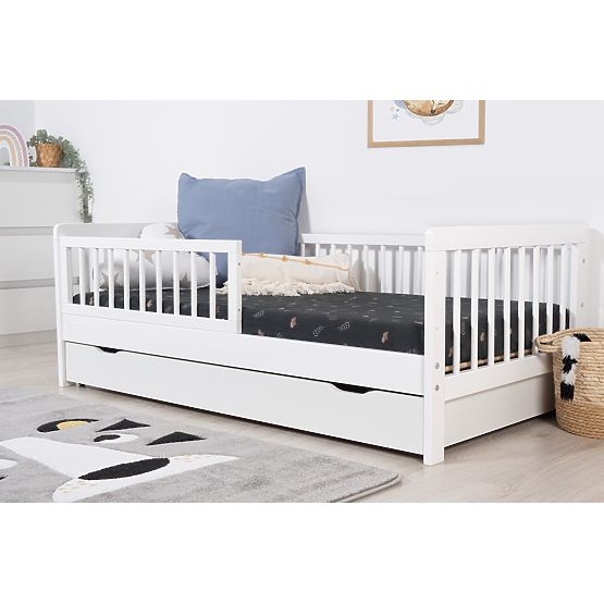 Lit d'enfant avec barrière TEDDY - blanc