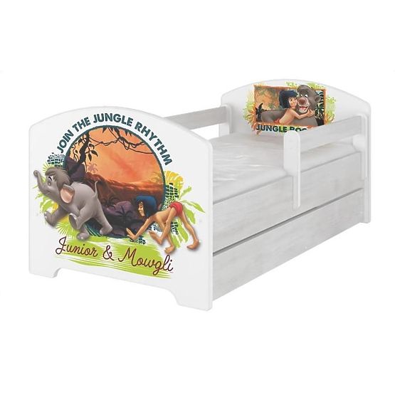 Lit enfant avec une barrière - Le Livre de la Jungle - décor pin norvégien