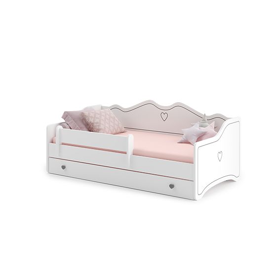 Lit enfant EMMA avec tiroir et barrière 140x70 gris