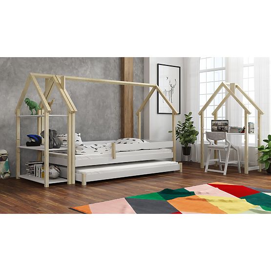 Lit cabane pour enfants Frank SCANDI - blanc-naturel