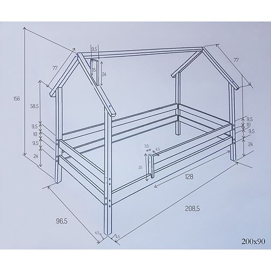 Lit cabane pour enfants Frank SCANDI - blanc-naturel